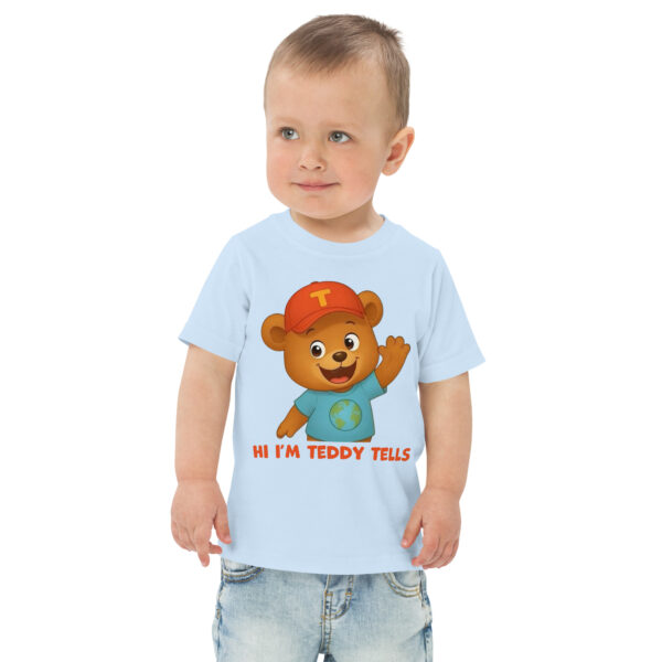 Teddy Tells Blue Toddler T-Shirt Learning Design Teddy Tells blue toddler t-shirt learning design featuring a friendly teddy bear and simple educational theme