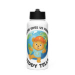 Teddy Tells Water Gives Us Power Stainless Steel Water Bottle with a Straw Lid
