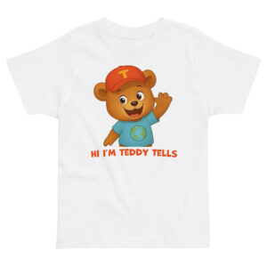 Teddy Tells Toddler T-Shirt Learning Design Teddy Tells toddler t-shirt learning design featuring a friendly teddy bear and simple educational theme