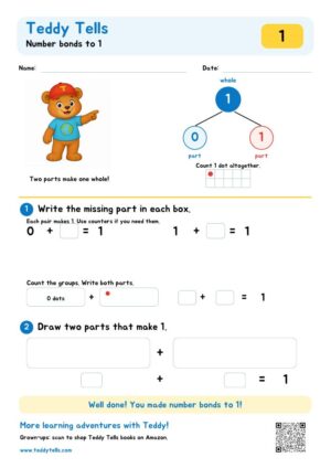 Teddy Tells Number Bonds 1-20 Worksheets