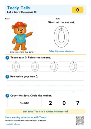 Teddy Tells Numbers 0-20 Tracing Worksheets