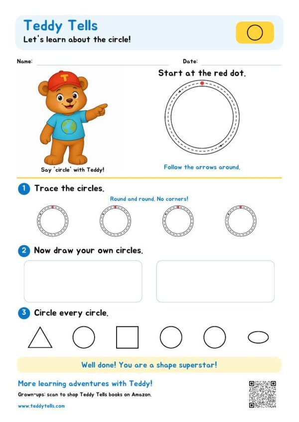 Teddy_Tells_Shapes_Tracing_Set Teddy Tells Shapes Tracing Worksheets